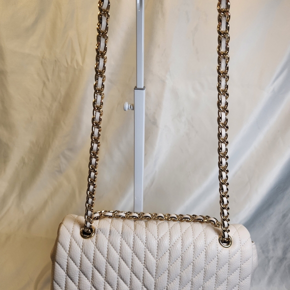 Karl Lagerfeld Paris Agyness Quilted Leather Shoulder Bag In Cream - Picture 16 of 16